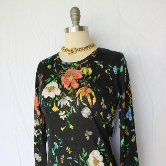 Richard Grand Cashmere Silk dress Sweater tunic floral Lilly Jumper black - Picture 5 of 10